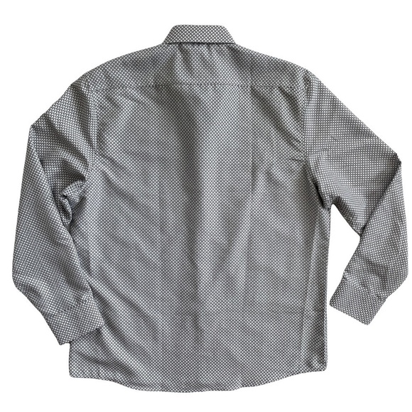 Rosso Milano Italy Modern Fit Allover Print Dress Shirt Gray XL 17.5 - Picture 6 of 6